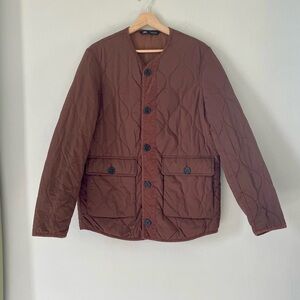 Zara Brown Quilted Jacket with Corduroy Trim